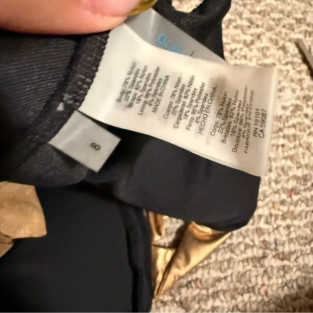 Bleu Rod Beattie Twisted-Front One-Piece Swimsuit Black Gold- Size 8 - Picture 7 of 9